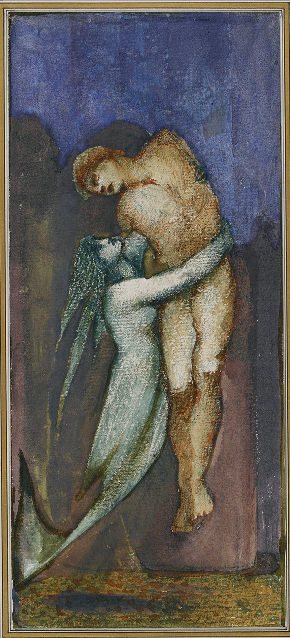havfrue og druknet sjømann fra Album med førtiåtte tegninger, c1853-1898 av Sir Edward Coley Burne Jones