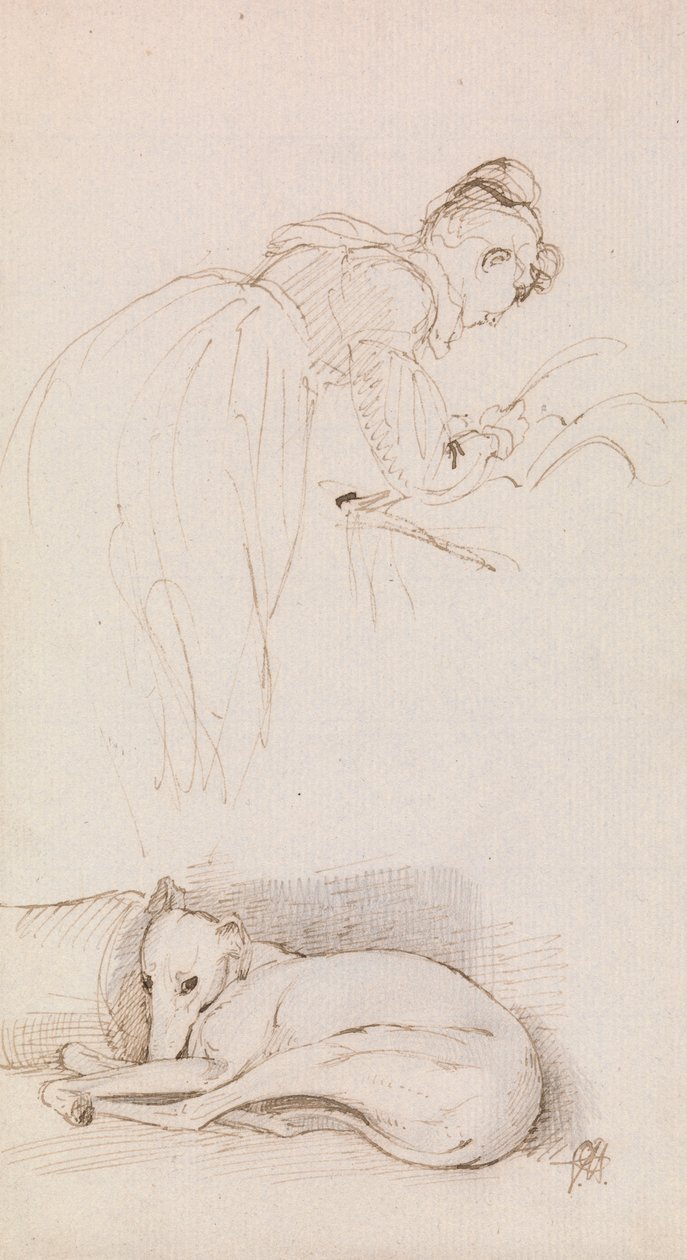 Studier av kvinne og greyhound av Sir George Hayter