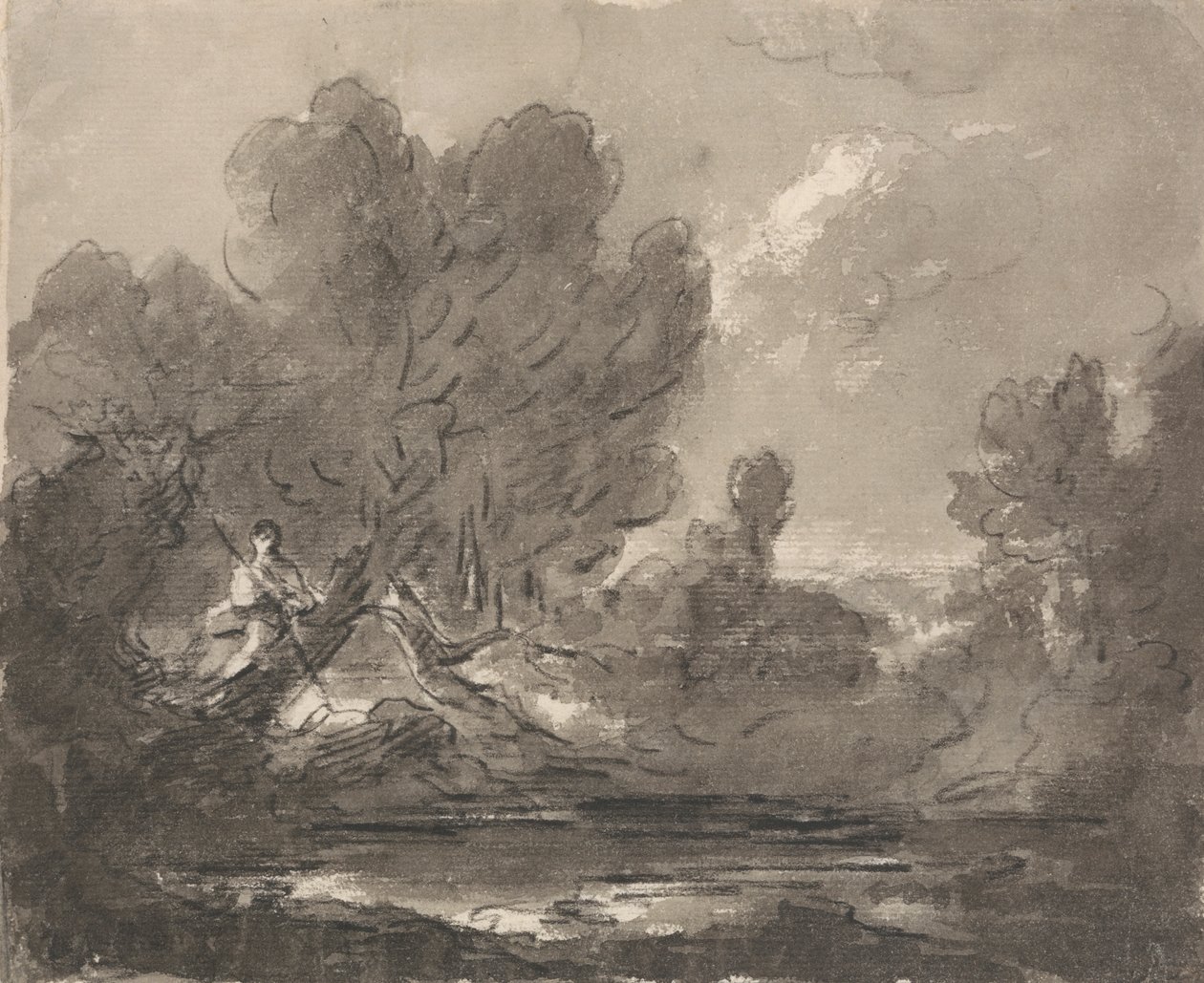 Figur i treet nær dammen av Sir George Howland Beaumont seventh Baronet
