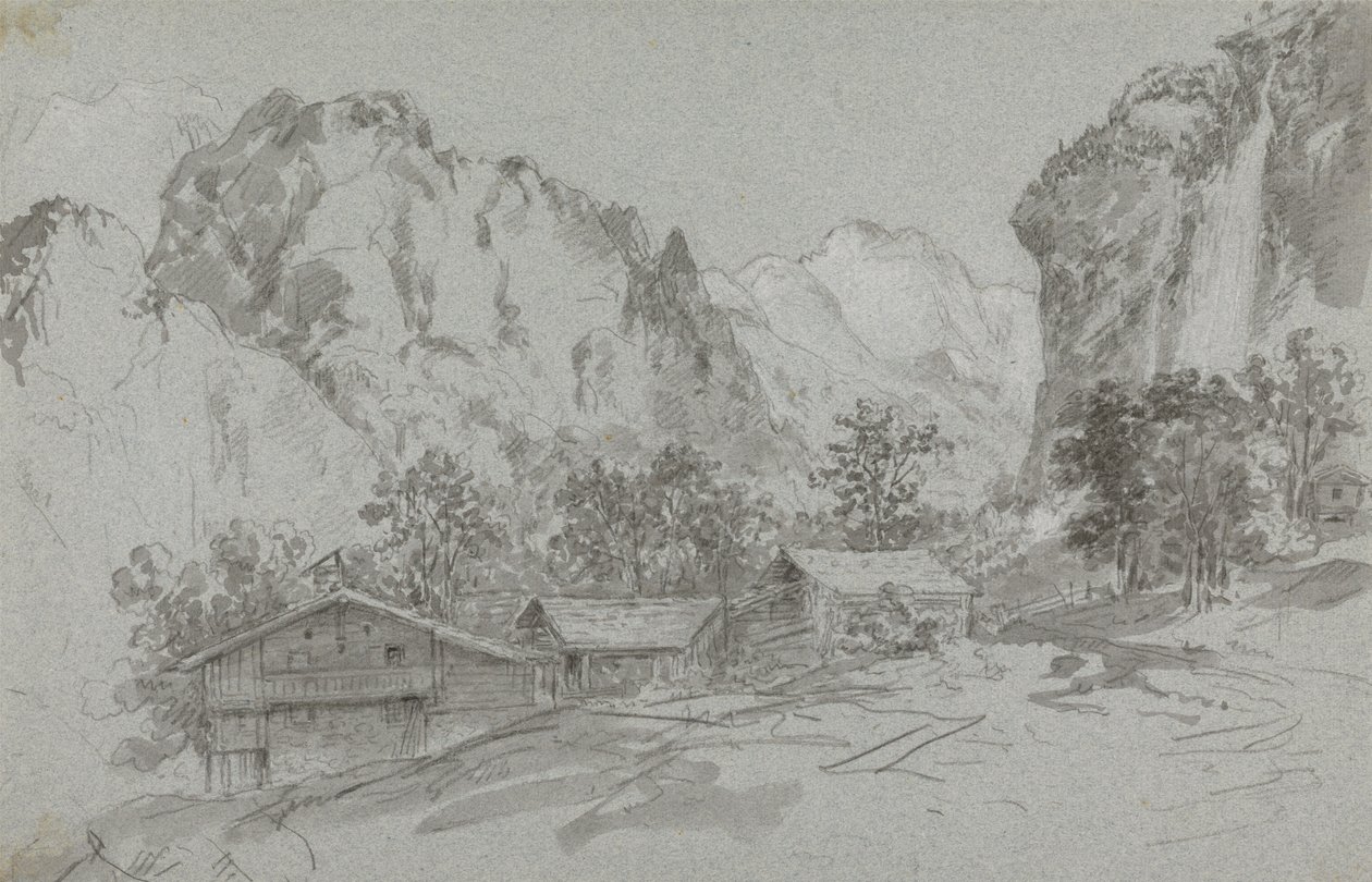 Fra vinduet til vertshuset i Lauterbraun av Sir George Howland Beaumont seventh Baronet