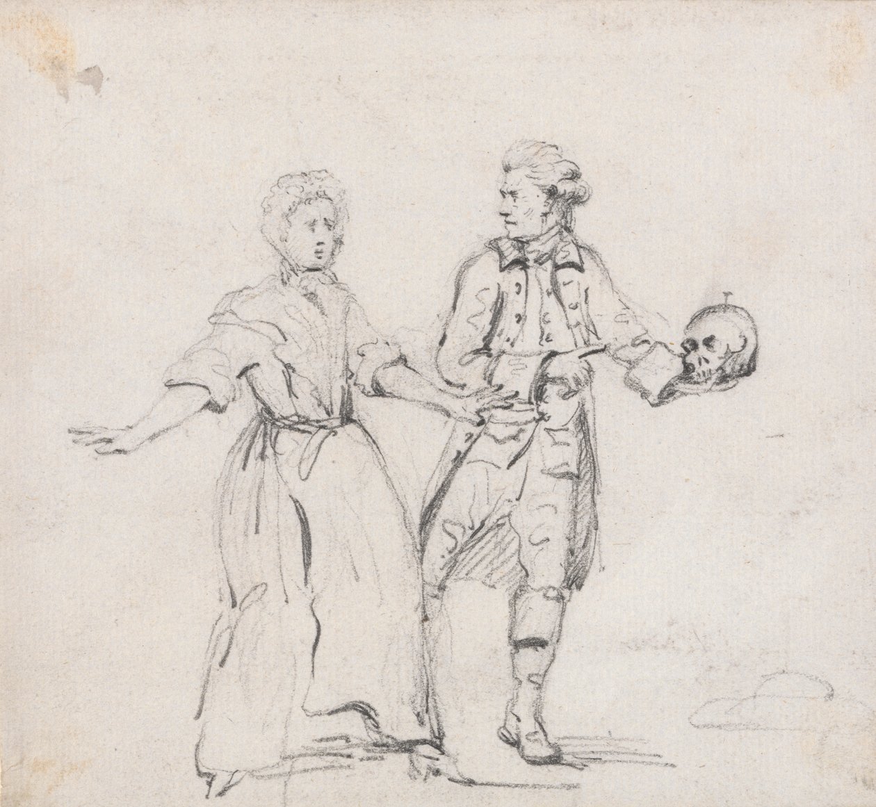 To figurer med en hodeskalle av Sir George Howland Beaumont seventh Baronet