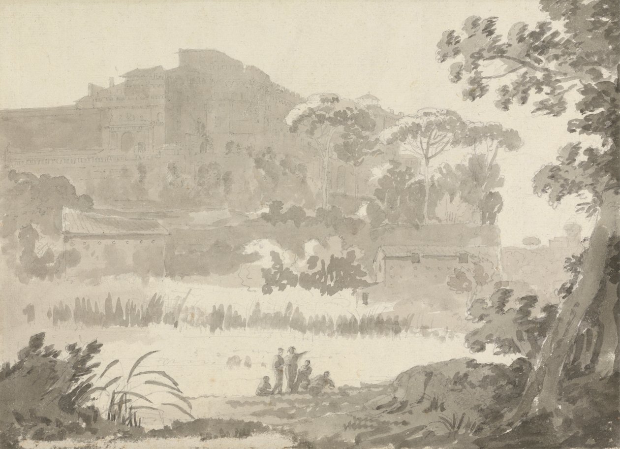 Vatikanet fra veien til Ponte Mola av Sir George Howland Beaumont seventh Baronet
