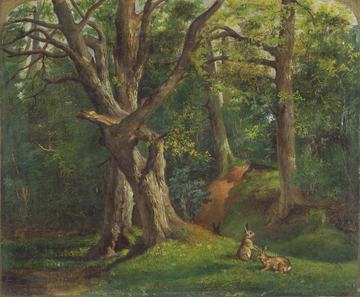 Skogsscene med kaniner av Sir Hubert von Herkomer