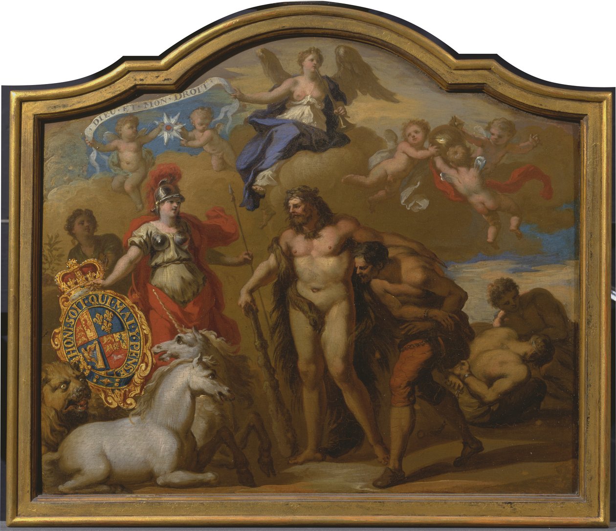 Allegory of the Power of Great Britain by Land, design for et dekorativt panel for George I sin seremonielle trener av Sir James Thornhill