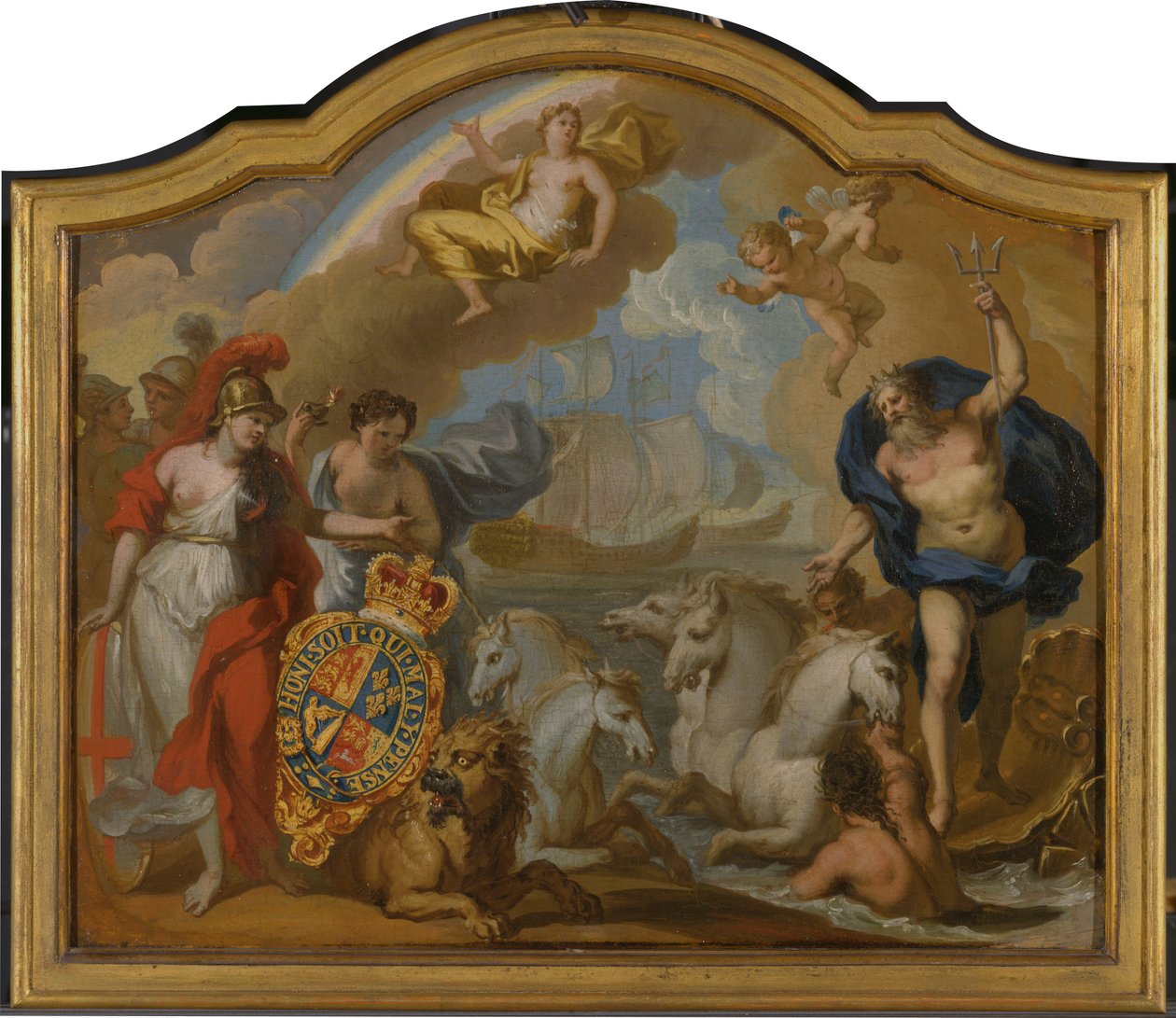 Allegory of the Power of Great Britain by Sea, design for et dekorativt panel for George I sin seremonielle trener av Sir James Thornhill
