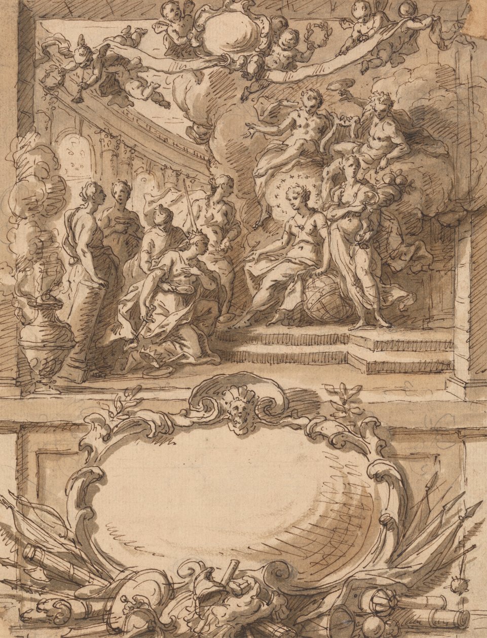 Design for et veggpanel av Sir James Thornhill