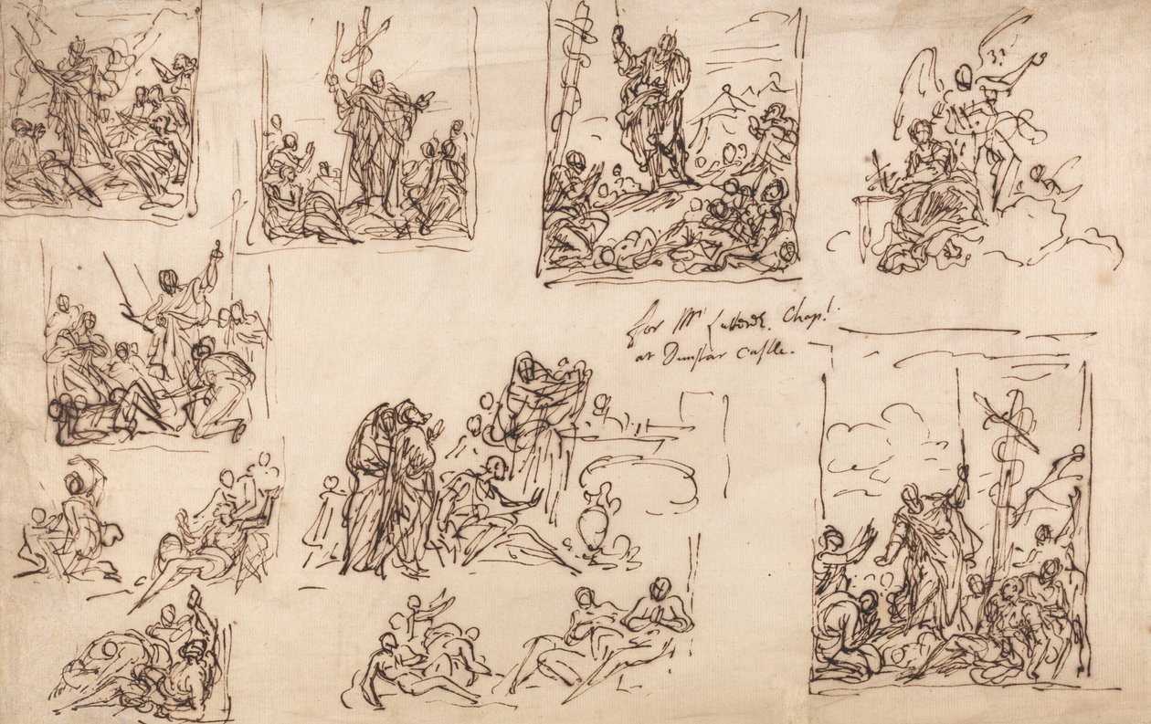 Moses and the Brazen Serpent - Design for kapellet på Dunster Castle av Sir James Thornhill