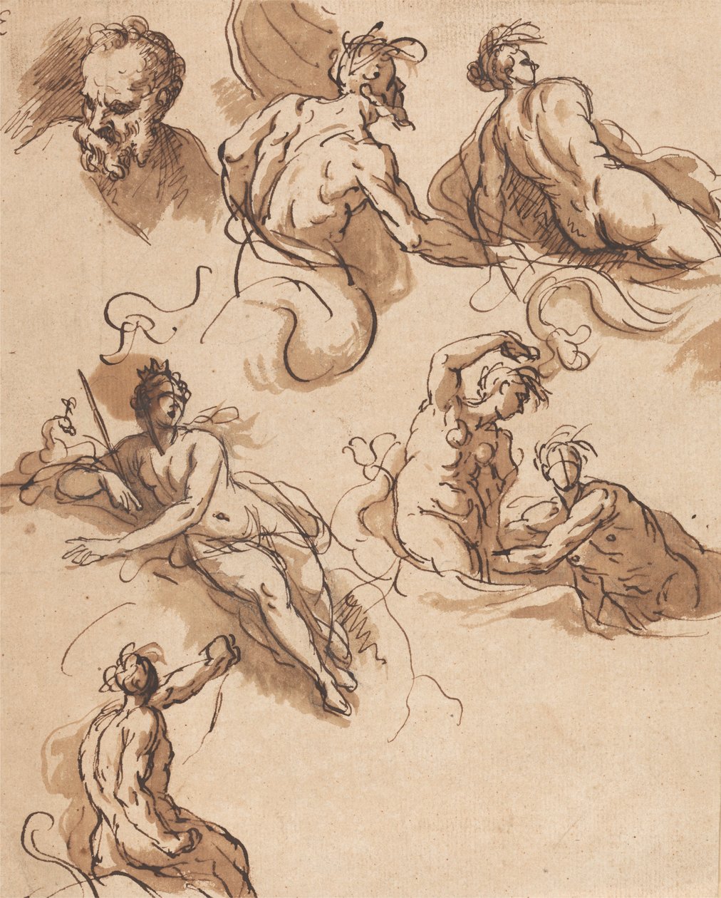 Ark med klassiske figurstudier av Sir James Thornhill