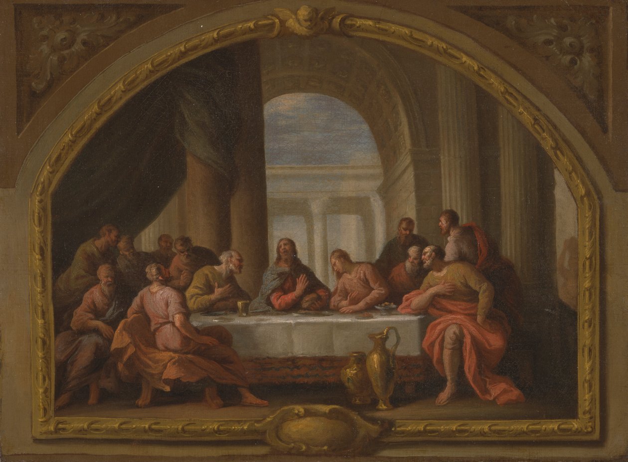 Skisse for 'The Last Supper', St. Mary's, Weymouth av Sir James Thornhill