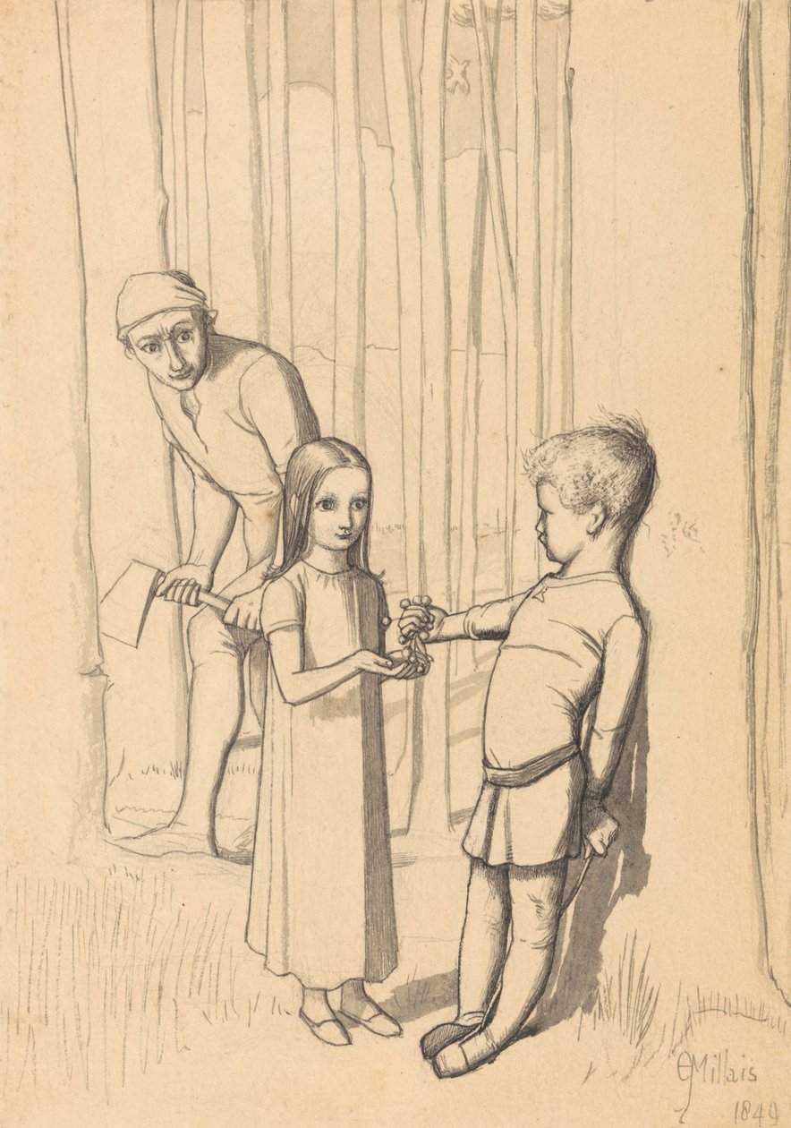 Studie for The Woodman's Daughter av Sir John Everett Millais