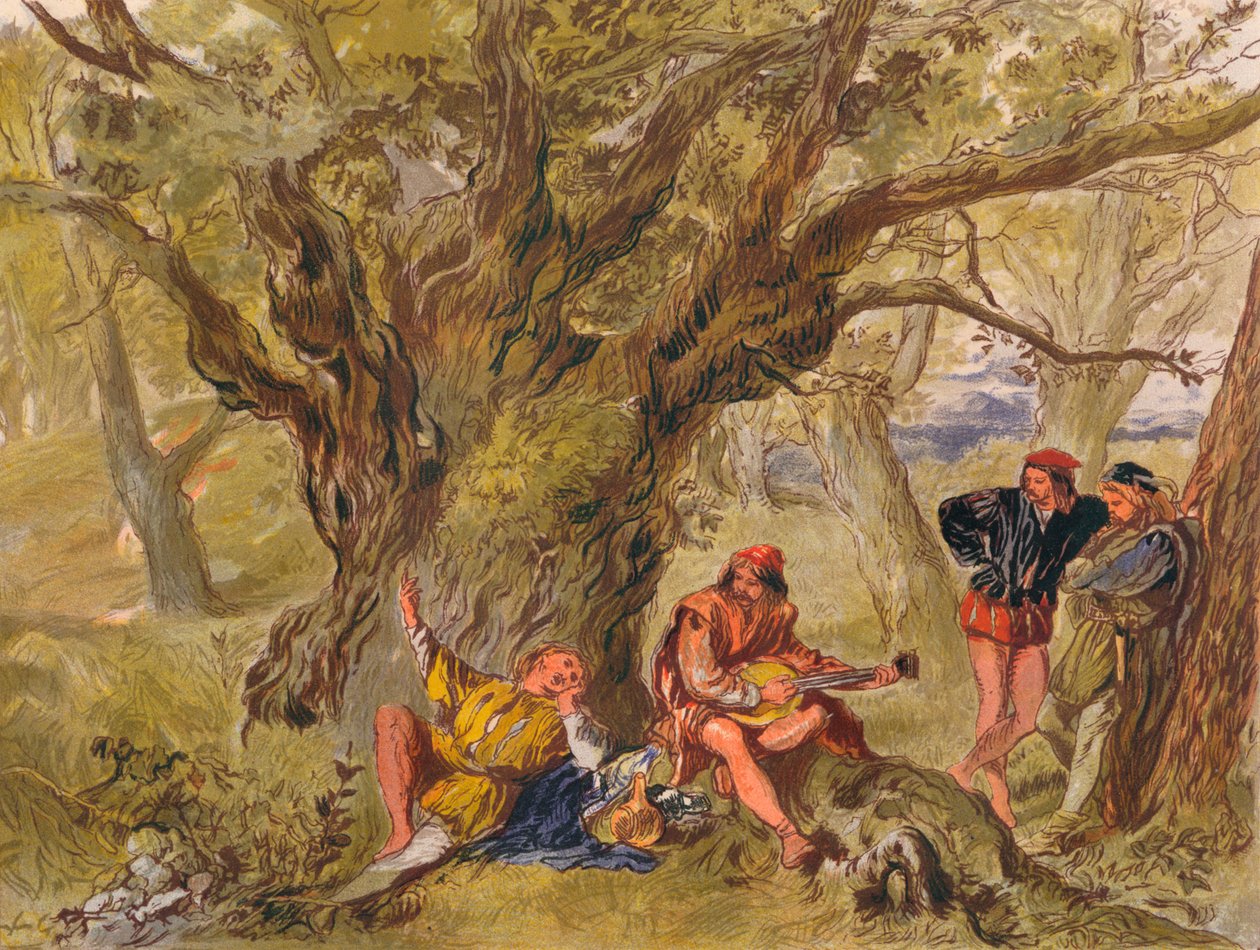 As You Like It: Act II, Scene V. Under the Greenwood Tree, sunget av Amiens, c1875 av Sir John Gilbert