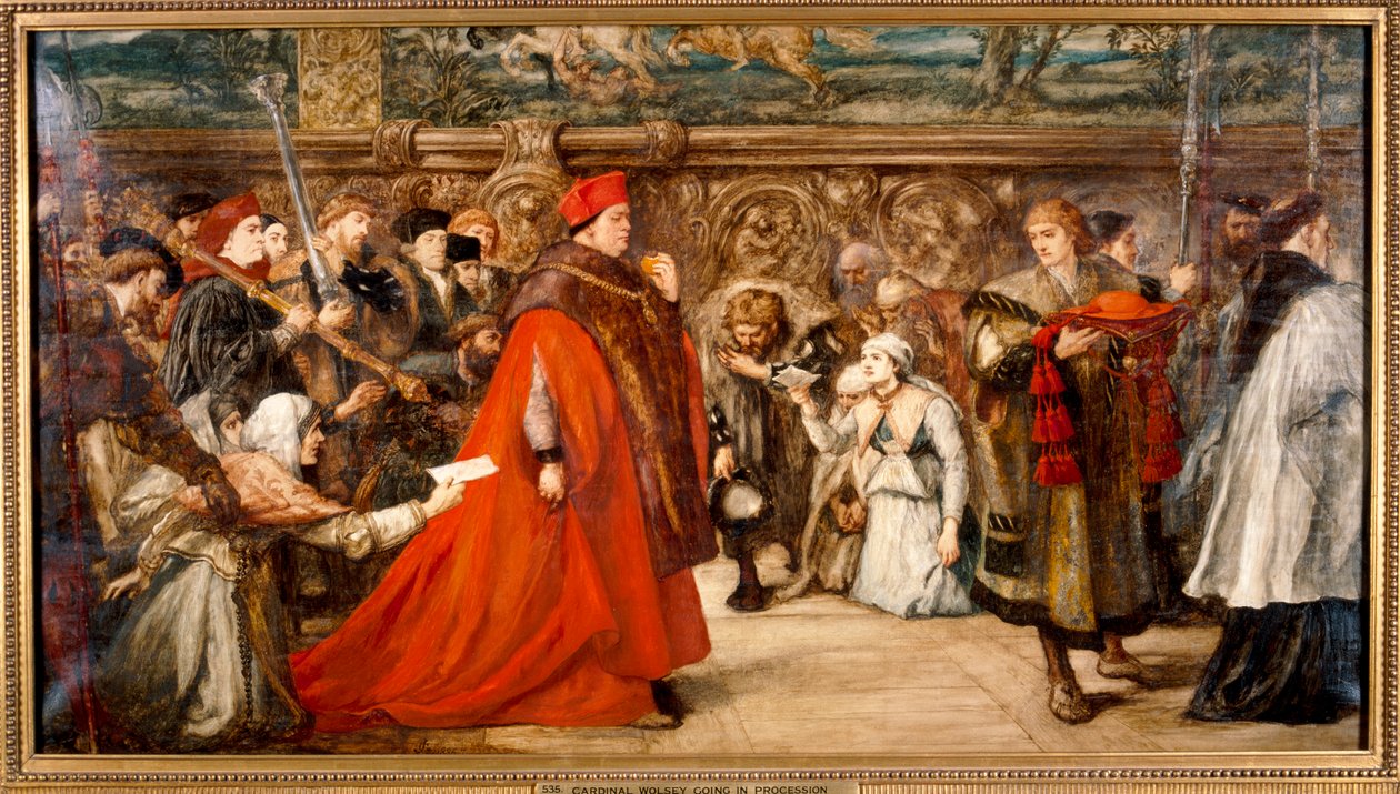 'Kardinal Wolsey, kansler i England, om hans fremgang til Westminster Hall', 1887 av Sir John Gilbert