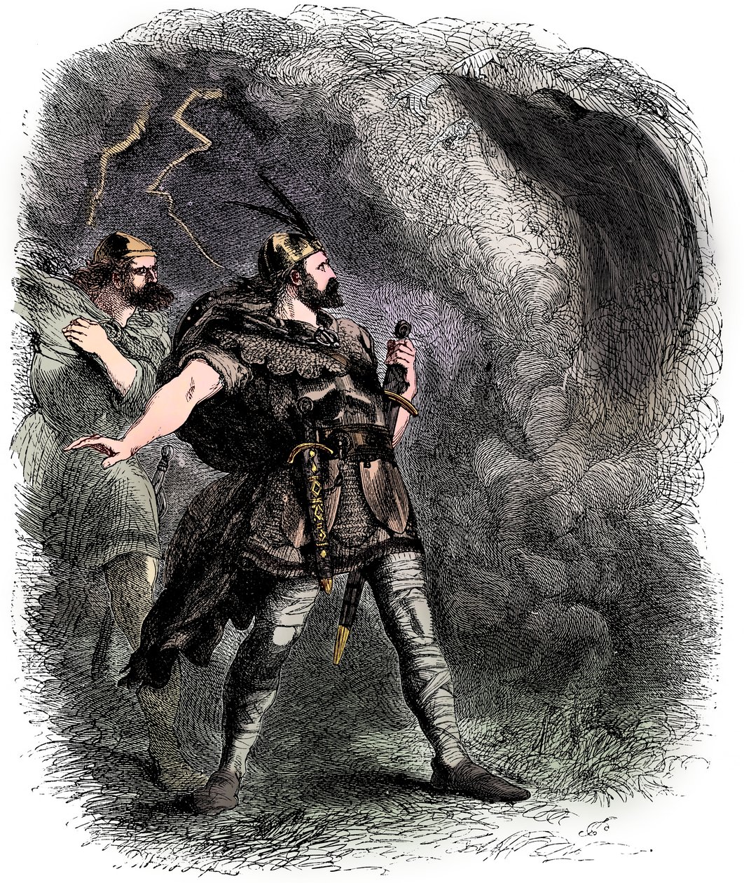 Macbeth og Banquo møter de tre heksene, 1858 av Sir John Gilbert