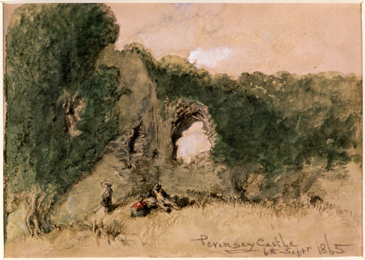 Pevensey Castle, East Sussex, 1865 av Sir John Gilbert