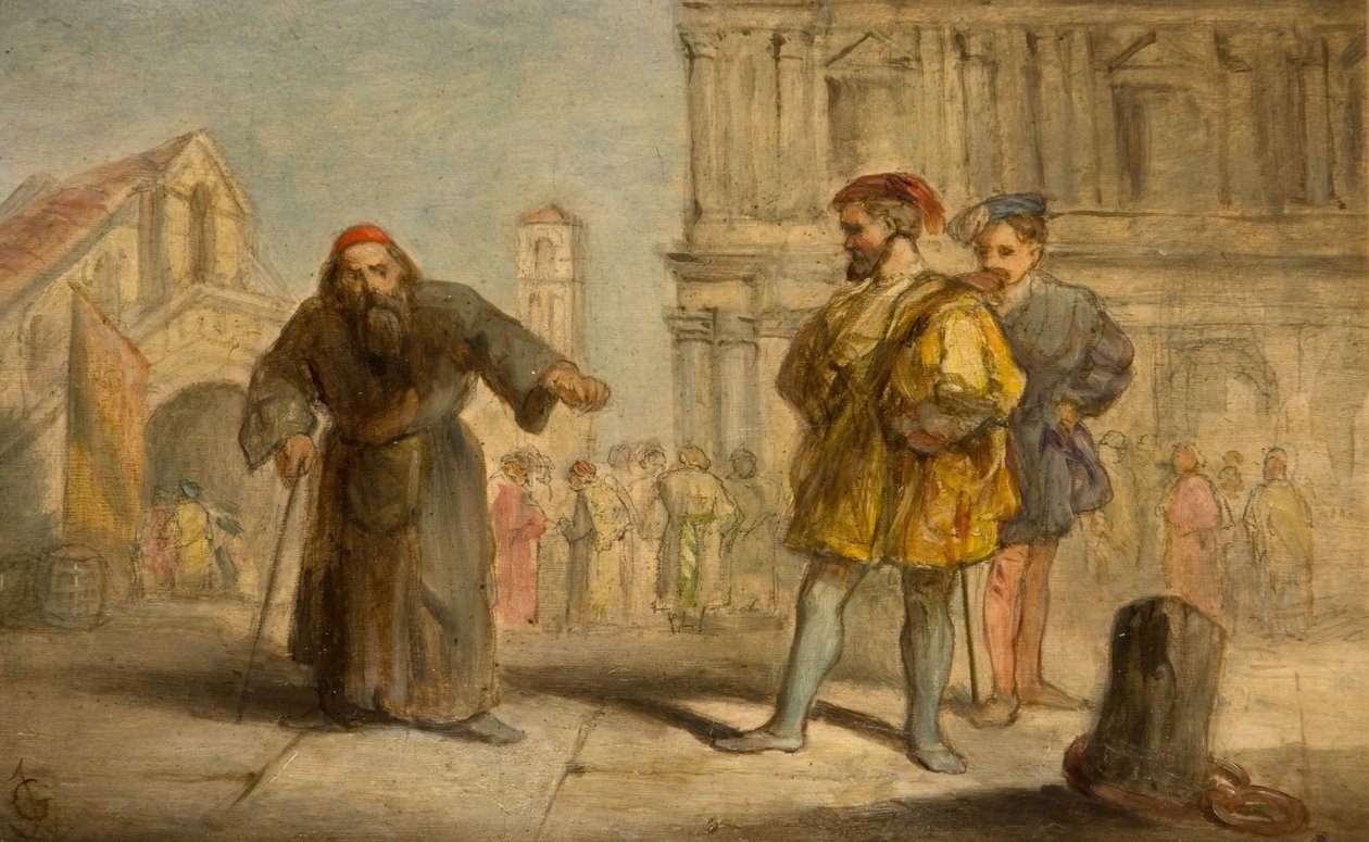 Scene fra Shakespeares The Merchant of Venice, 1865. av Sir John Gilbert