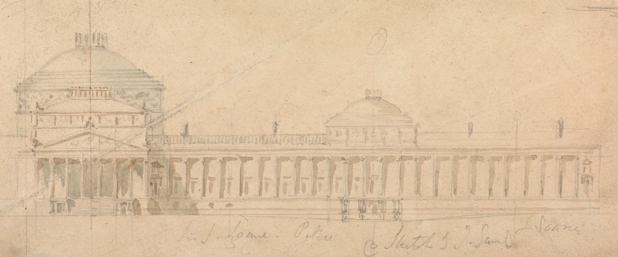 Skisse av en halvfasade for et kongelig palass, Hyde Park, London av Sir John Soane