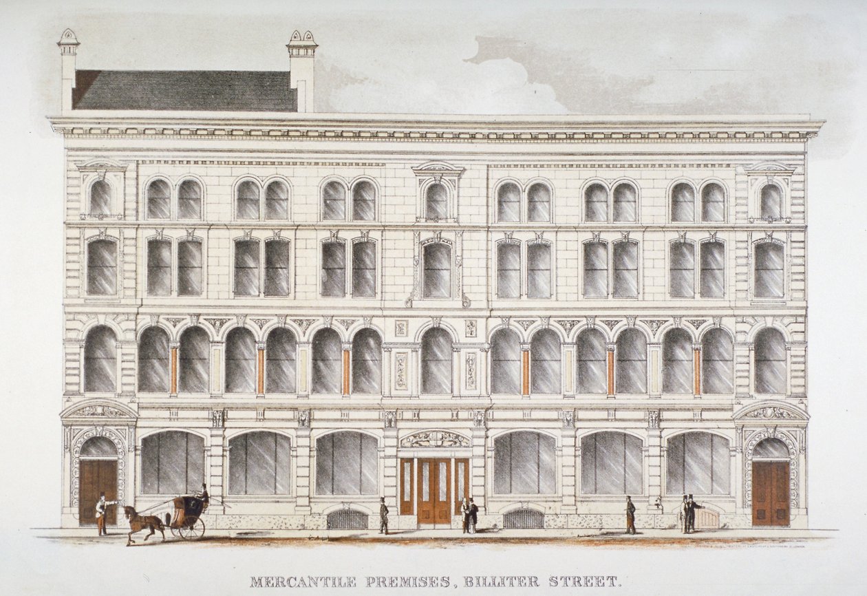 Utsikt over merkantile lokaler, Billiter Street, City of London, 1875 av Sir Joseph Causton and Sons