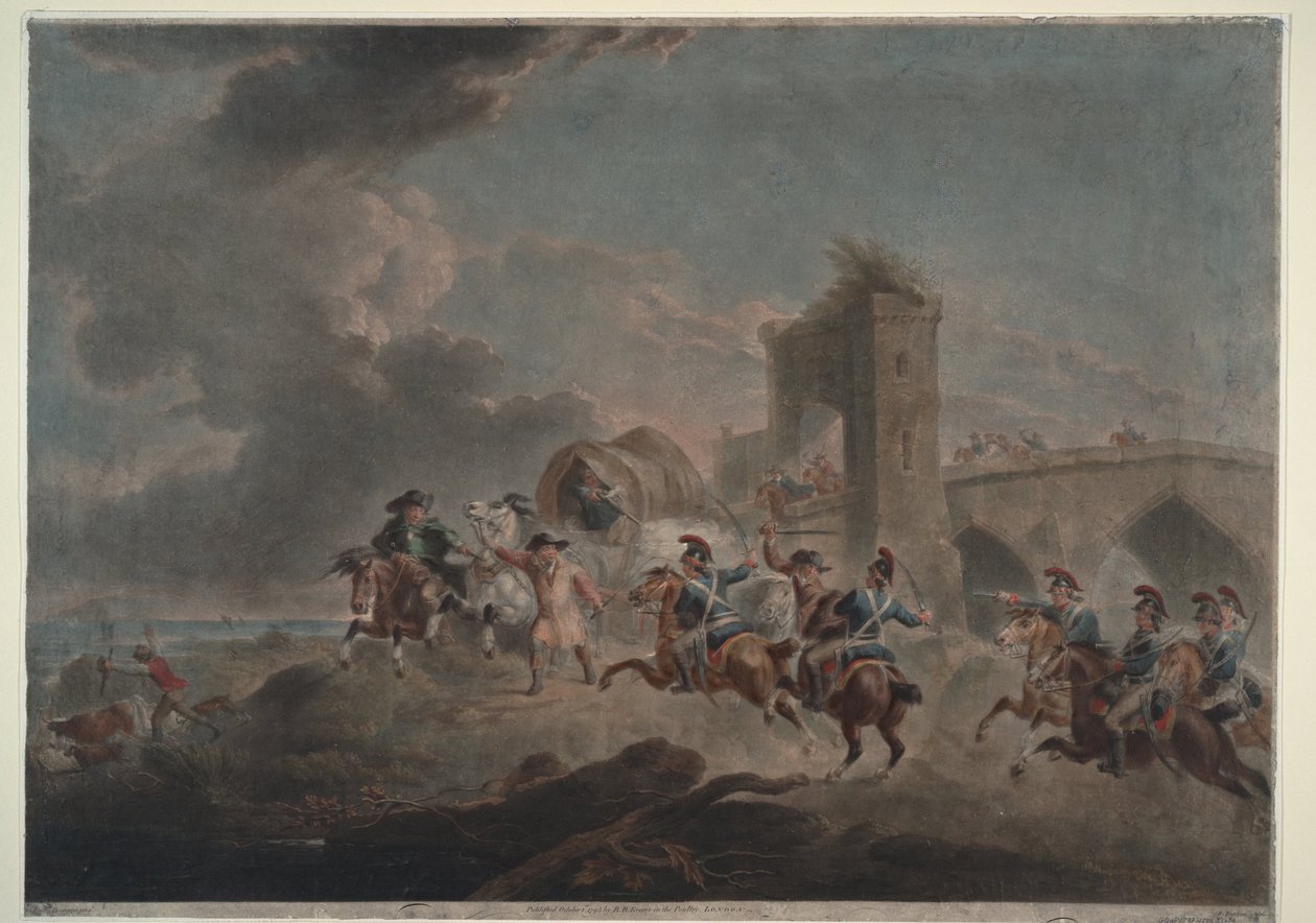 Smuglere angrepet, 1795-1798 av Sir Peter Francis Bourgeois