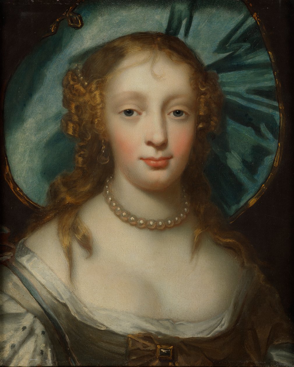 Portrett av en dame med en blå hatt av Sir Peter Lely