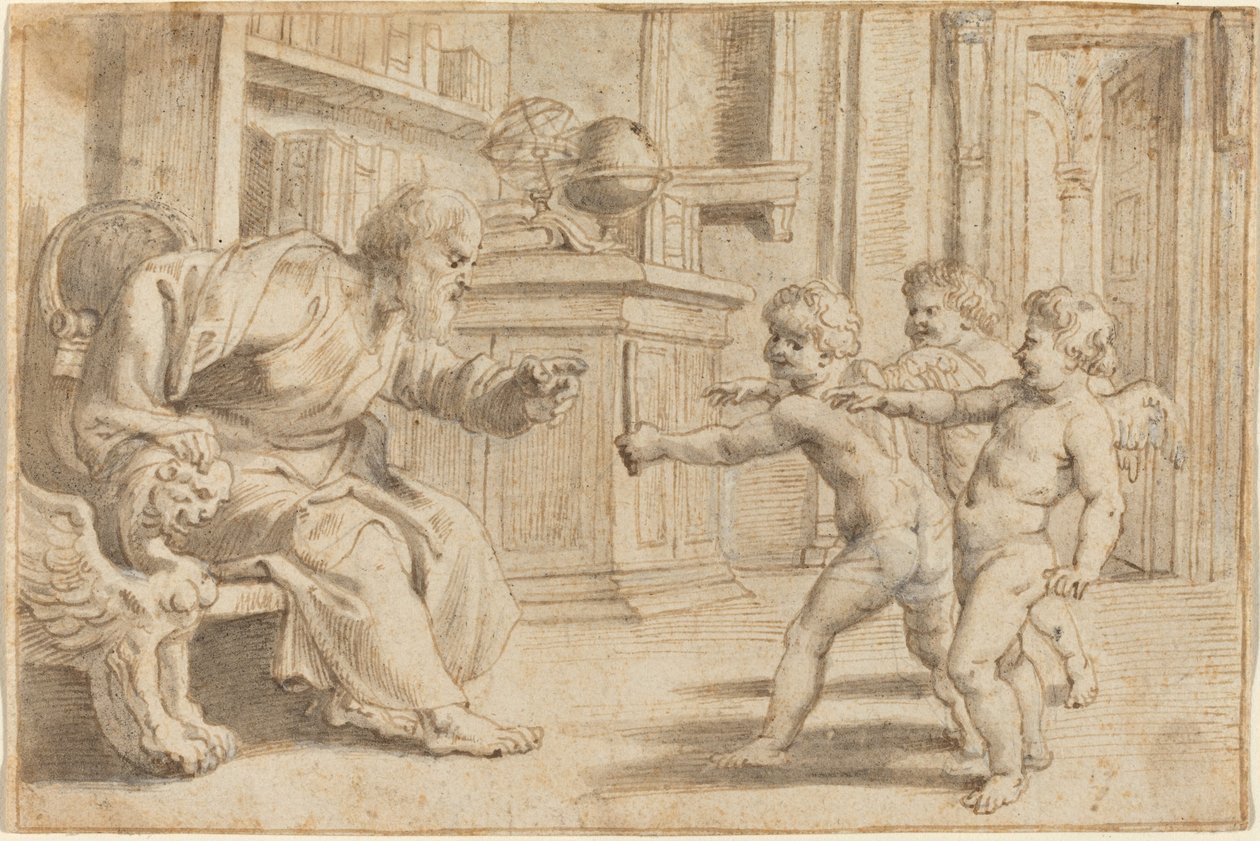 Putti tester en manns persepsjon av dybde av Sir Peter Paul Rubens
