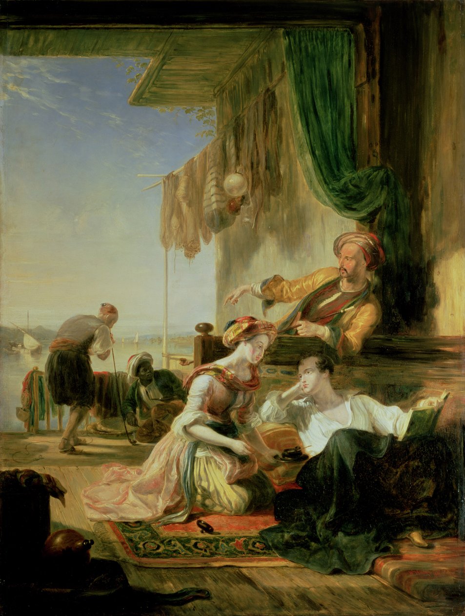 Lord Byron hviler i huset til en fisker som har svømt Hellespont, 1831 av Sir William Allan