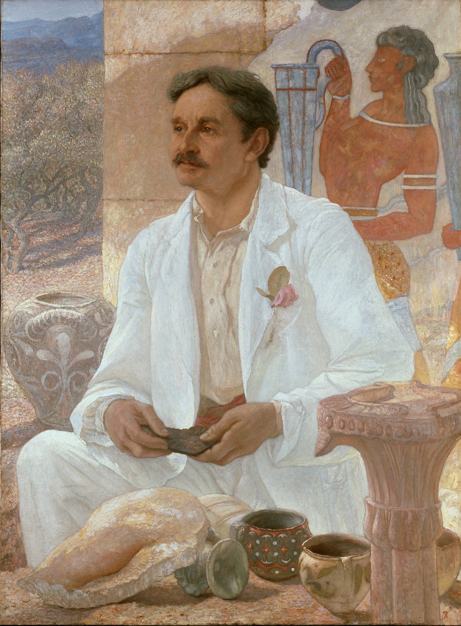 Sir Arthur Evans blant ruinene av Knossos-palasset, 1907 av Sir William Blake Richmond