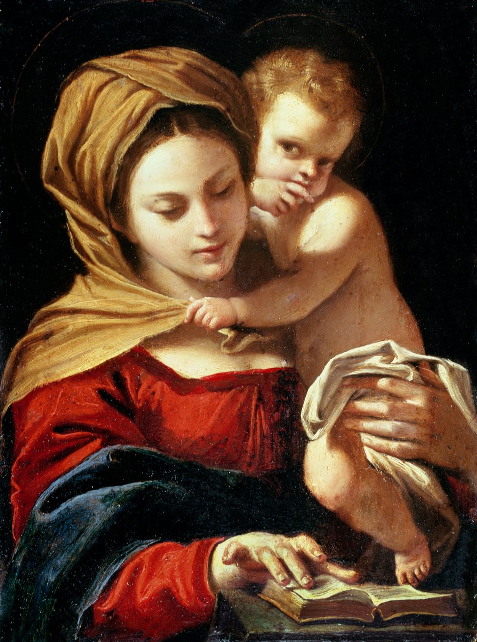 Madonna og barn (olje på metall) av Sisto Badalocchio