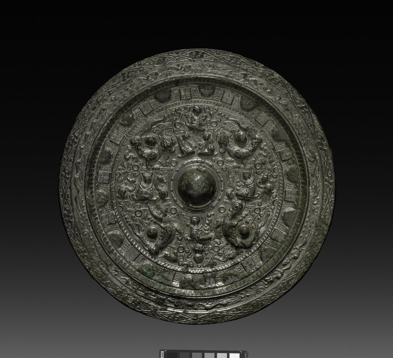 Speil med Xiwangmu, ca. 317-400 (bronse) av Six Dynasties Chinese School