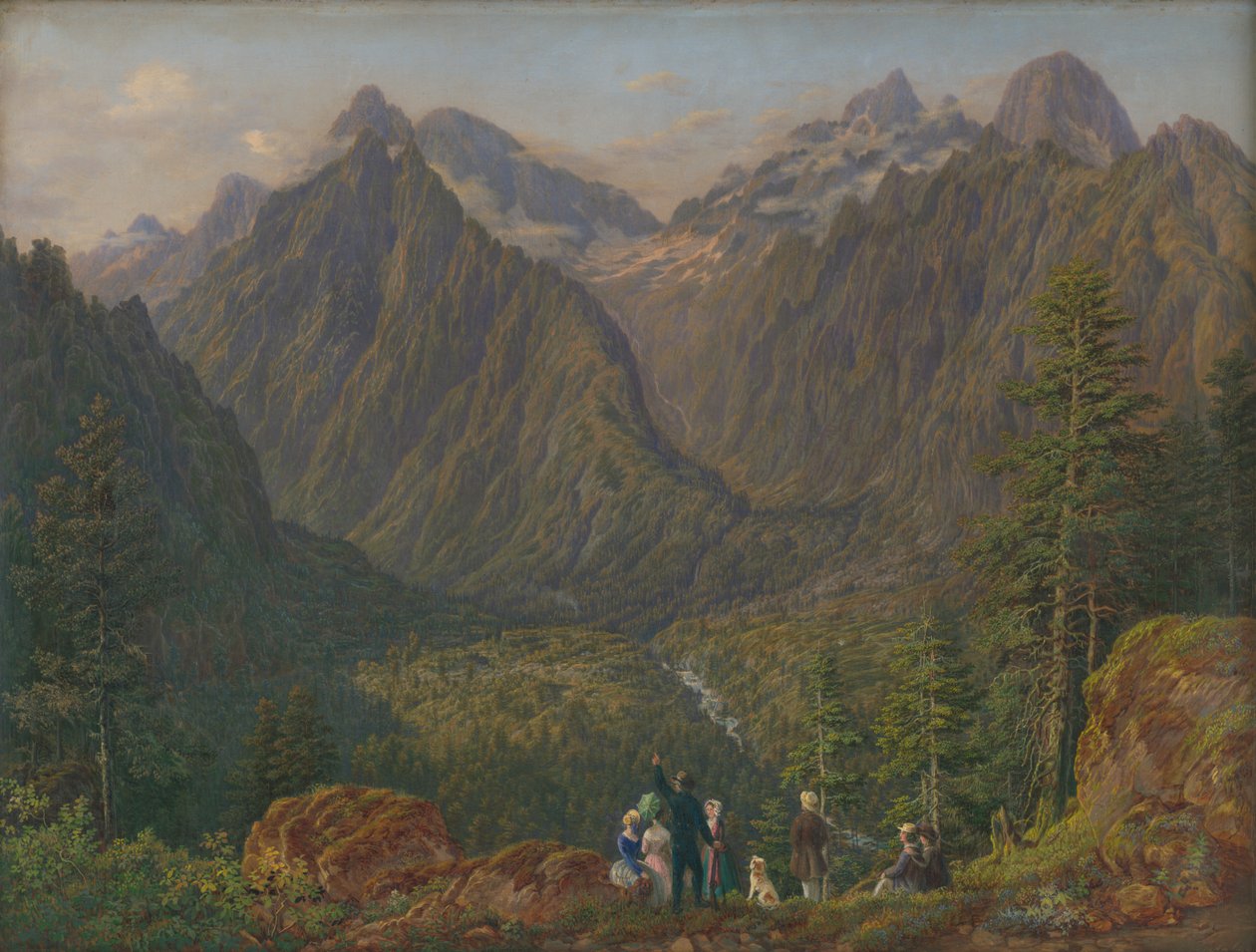 Tatra-landskap med figurer, 1855 av Slovakian School