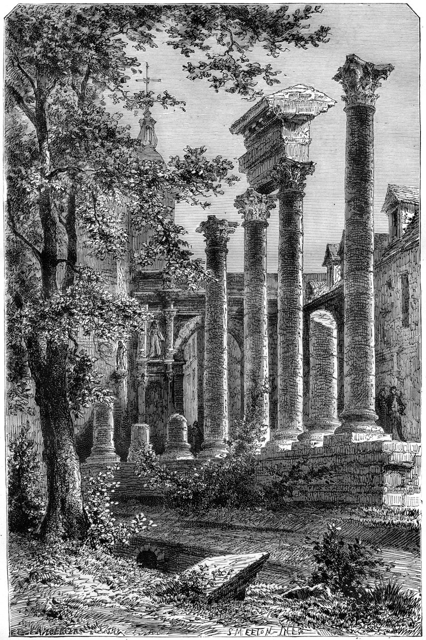 Rester av et romersk teater i Besançon, Frankrike, 1882-1884. av Smeeton