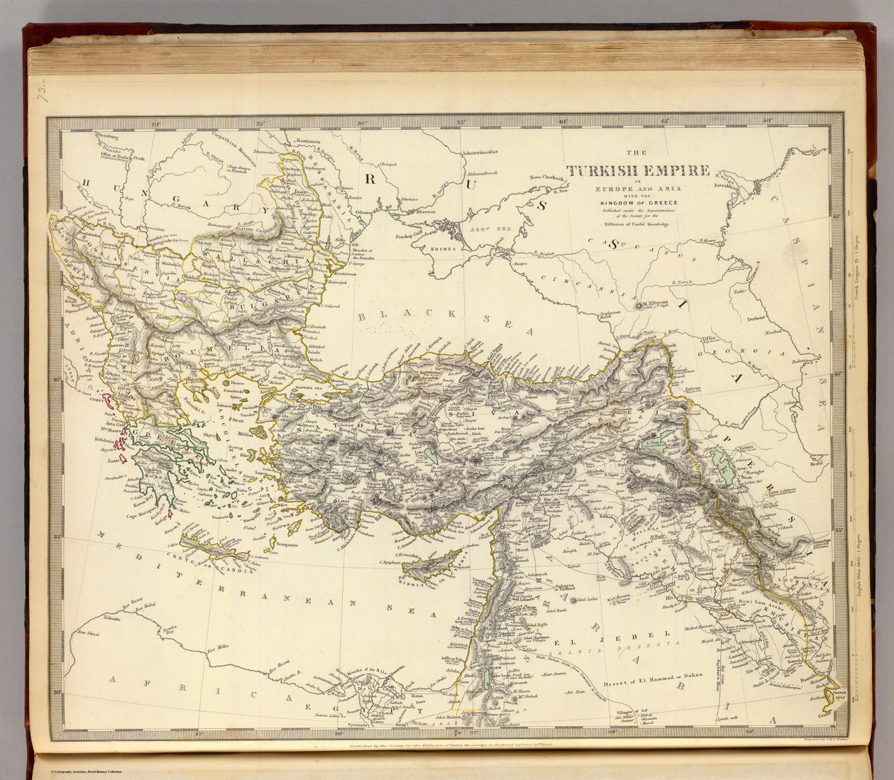 Det tyrkiske imperiet i Europa og Asia med kongeriket Hellas av Society for the Diffusion of Useful Knowledge