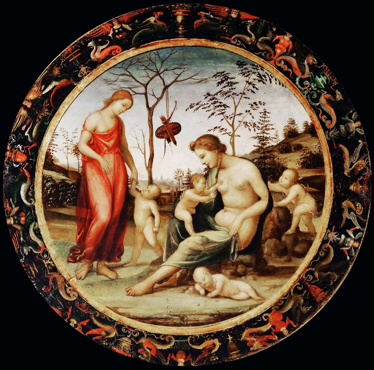 Allegory of Love Venus terrestre med Eros og Venus celeste med Anteros og to amoriner av Sodoma