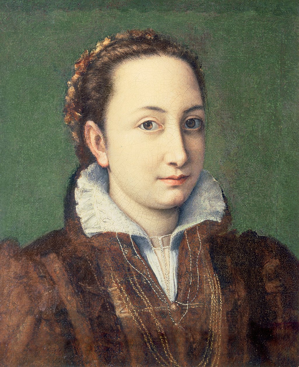 Selvportrett, kledd som hushjelp til dronningen av Spania, 1559 (panel) av Sofonisba Anguissola
