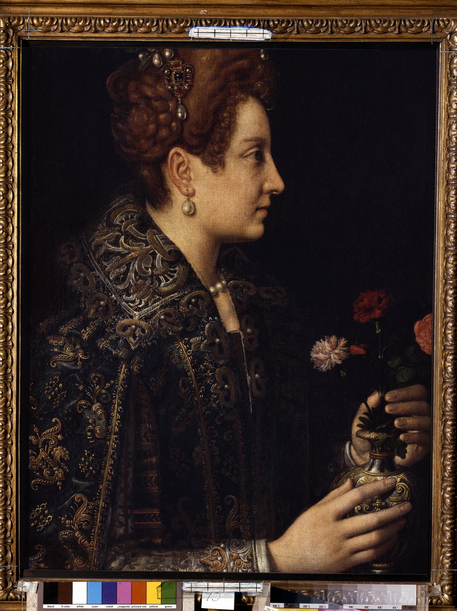 ""Portrett av en kvinne i profil"" (kvinnelig portrett) Maleri av Sofonisba Anguissola (ca. 1532-1625) Mål 68,5x52,5 cm Eremitagemuseet, St. Petersburg av Sofonisba Anguissola