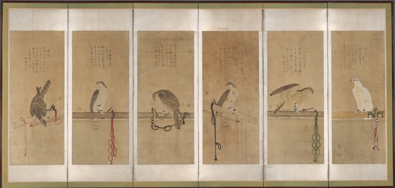 Tethered Hawks, før 1606. av Soga Chokuan