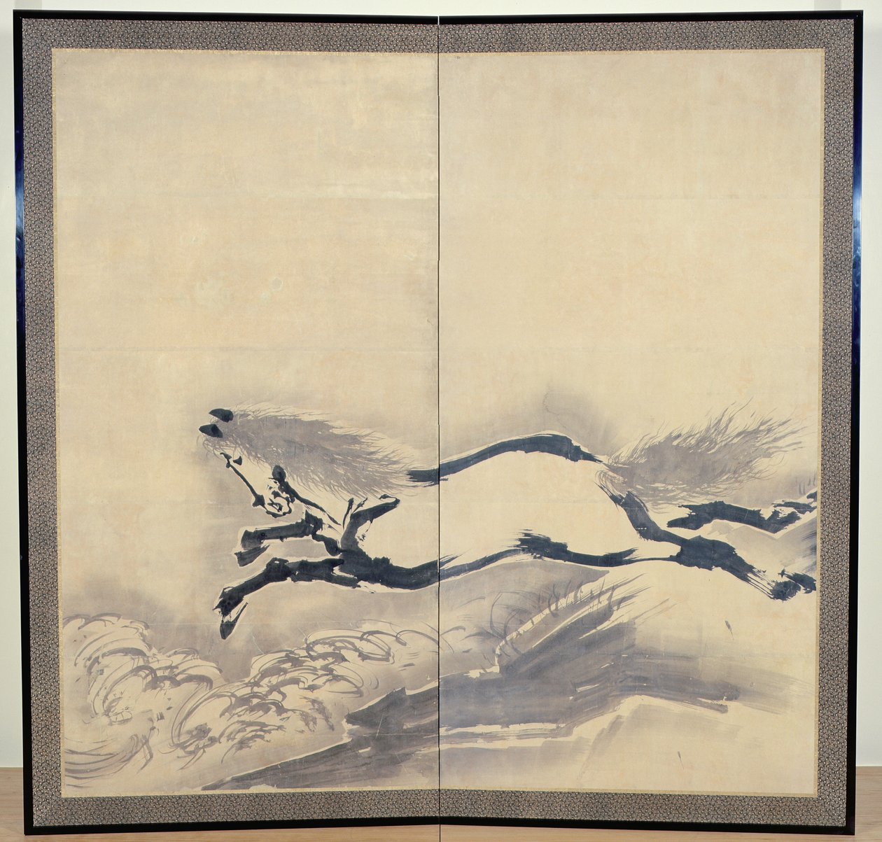 Hestehopping, japansk, Edo-periode, ca. 1700-tallet (blekk på papir) (en av et par) (se også 121396) av Soga Shohaku