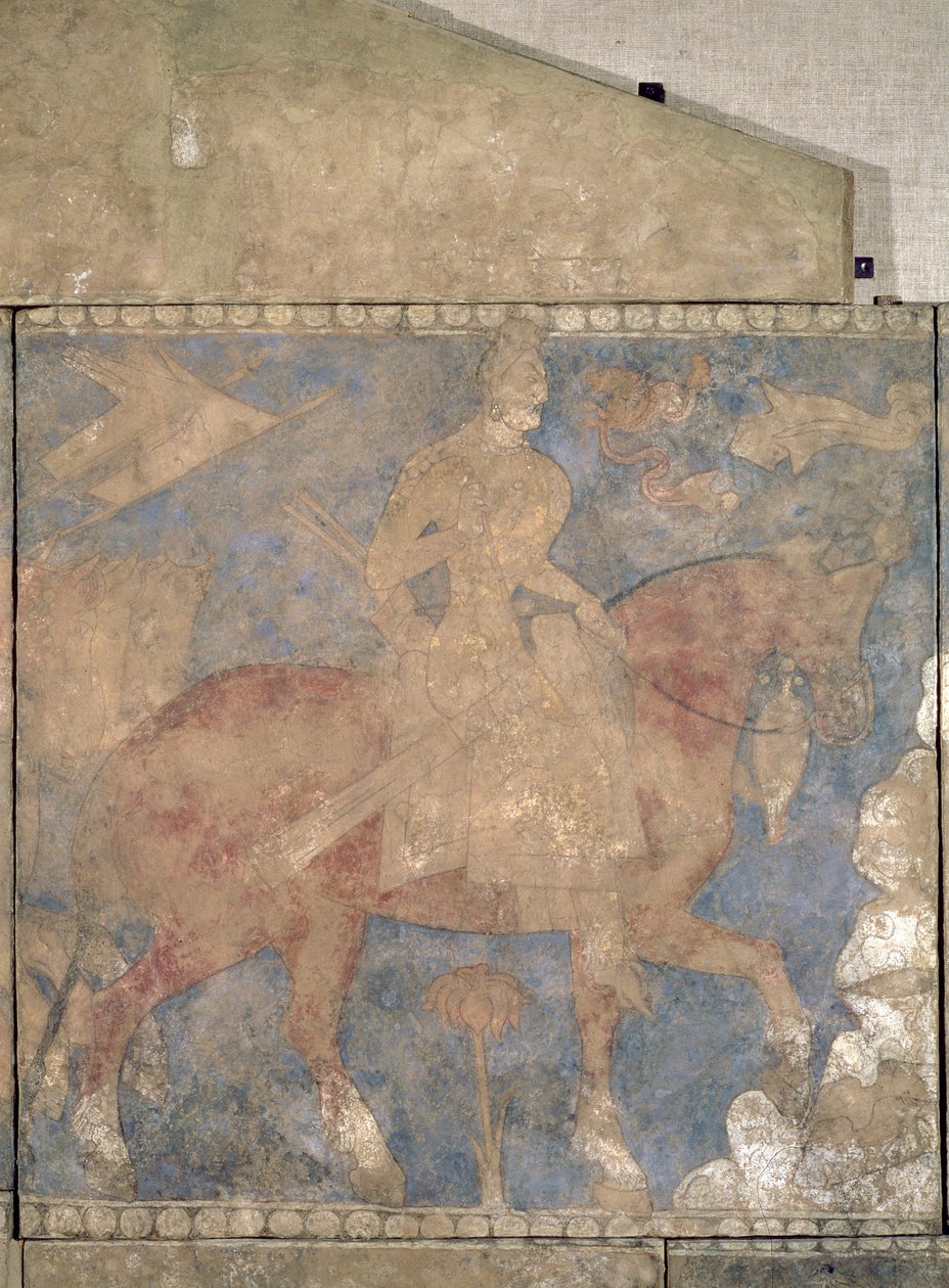 The Heroic Rustam, fra Penjikent, første halvdel av 800-tallet (veggmaleri på gips) av Soghdian