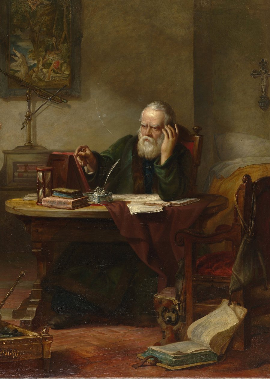 Detalj om: John Milton besøker Galileo Galileo da en fange av inkvisisjonen par Hart, Solomon Alexander (1806-1881) av Solomon Alexander Hart