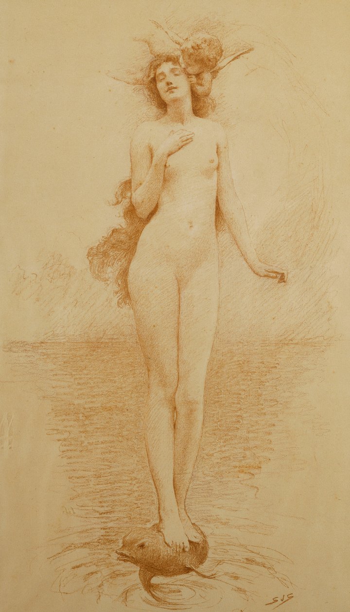 En studie for - The Birth of Love, av Solomon Joseph Solomon