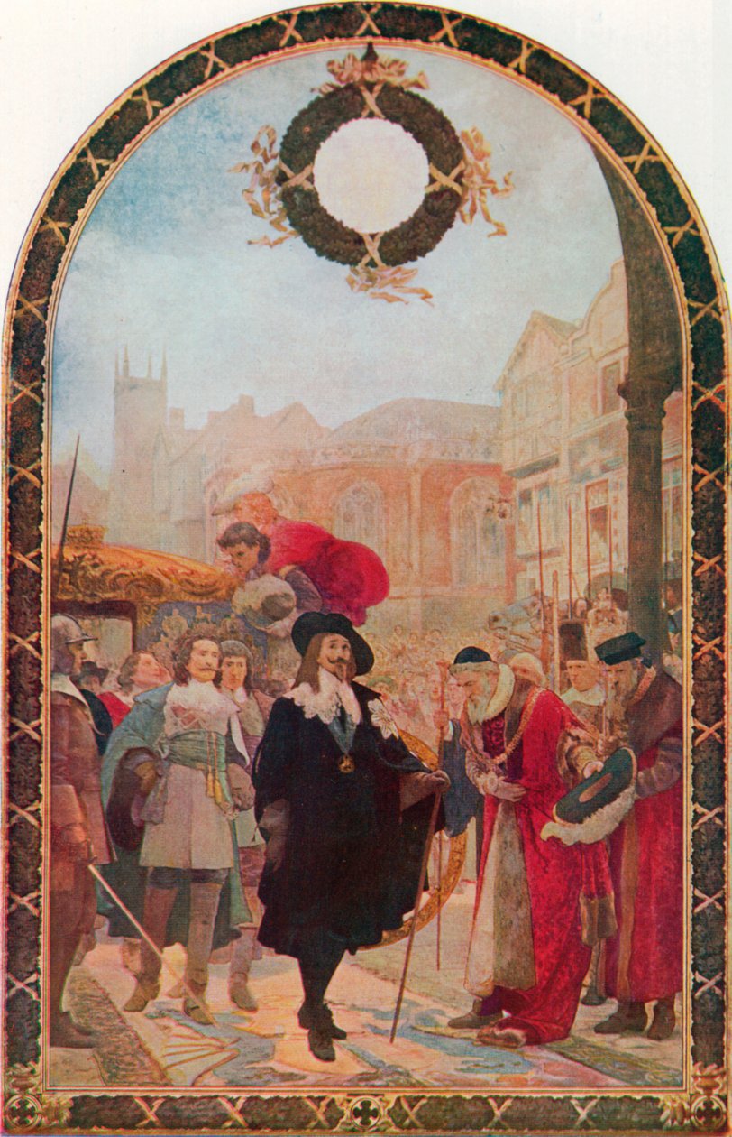 Karl I krever de fem medlemmene i Guildhall av Solomon Joseph Solomon