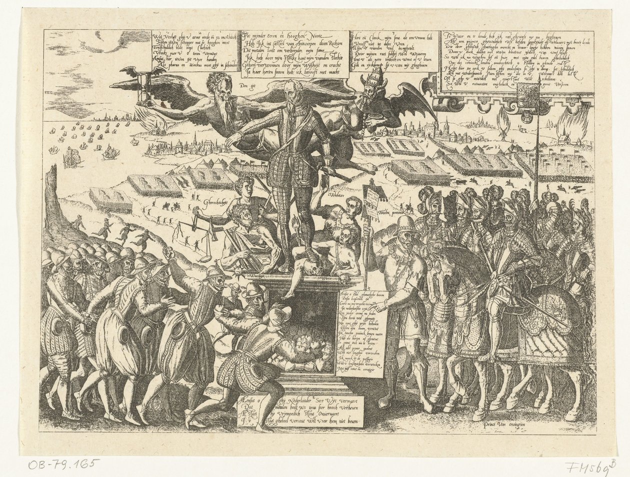 Reproduksjon av tegneserien på statuen av Alva, 1571 av Sons, and Stewart, G. Waterston