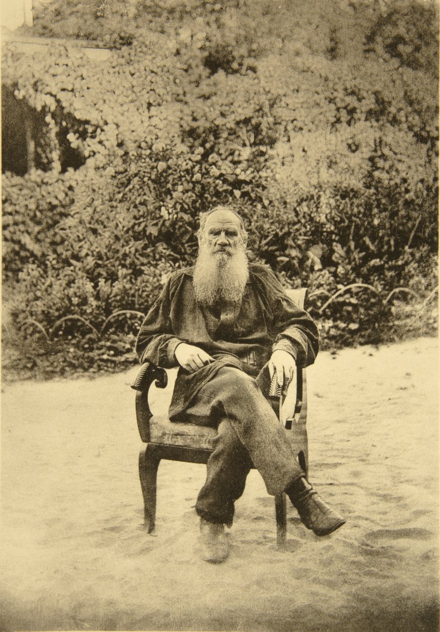 Den russiske forfatteren Leo Tolstoy, Yasnaya Polyana, nær Tula, Russland, 1890-tallet av Sophia Andreevna Tolstaya