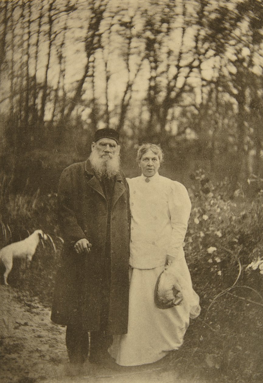 Den russiske forfatteren Leo Tolstoy og hans kone Sophia Tolstaya, Russland, 1895 av Sophia Andreevna Tolstaya