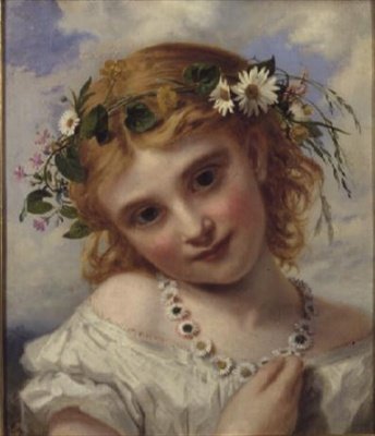 Ung jente med en krans av margueritter av Sophie Anderson