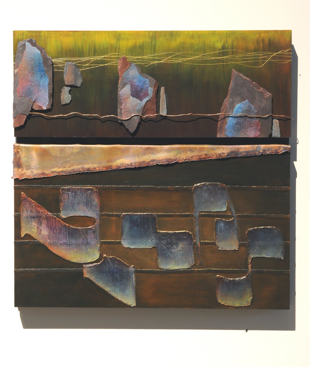 Ordet, 2007 (panel, kobber, gulltråd, bly, skifer, sandpapir, pigment) av Sophie Hacker