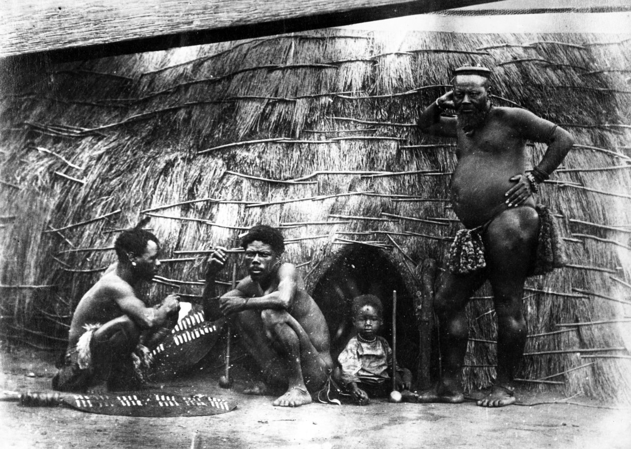 Innfødt Kraal i Zululand, ca. 1895 av South African Photographer
