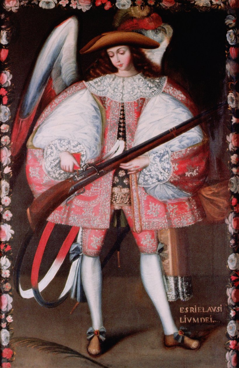 Erkeengel Azrael med en pistol (olje) av American School