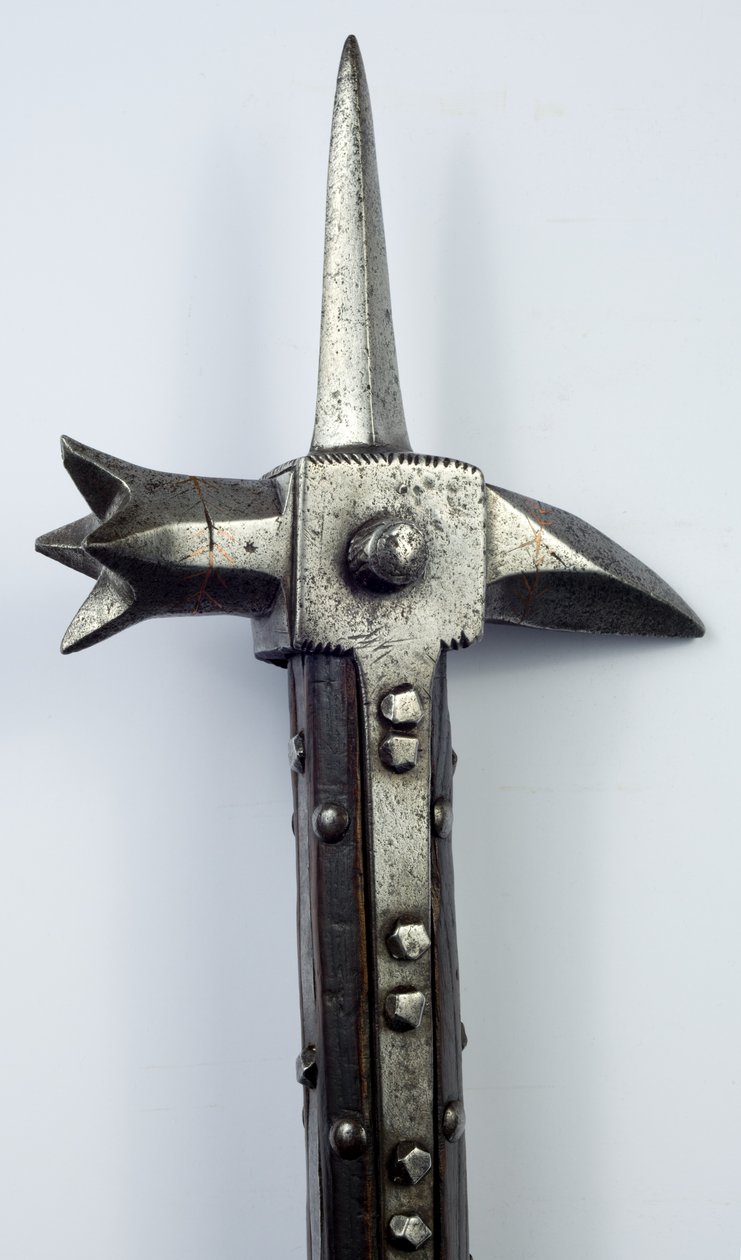 Warhammer for Foot Combat, c.1440 (jern og tre med kobberinnlegg) av Southern European