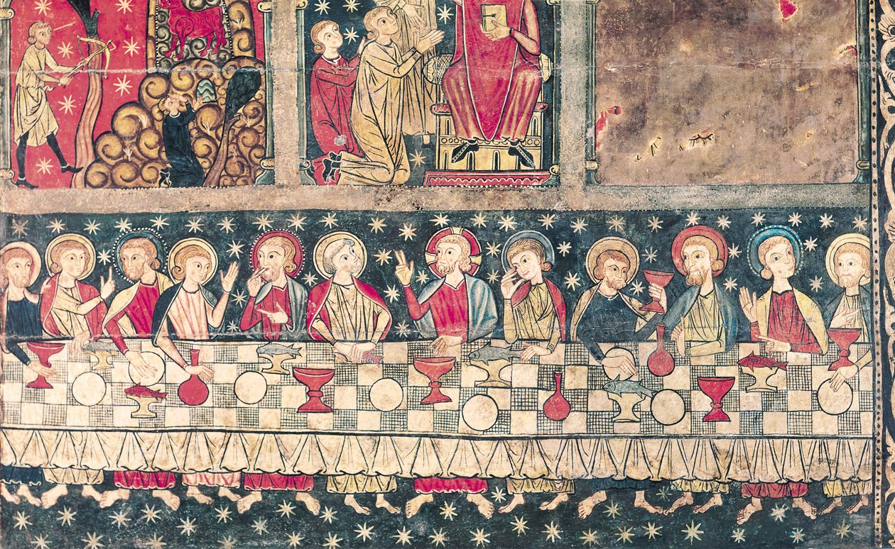 Alter frontal av St. Michael, fra kirken Sant Miquel, Siguerola (tempera på panel) (detalj av 219654) av Spanish School