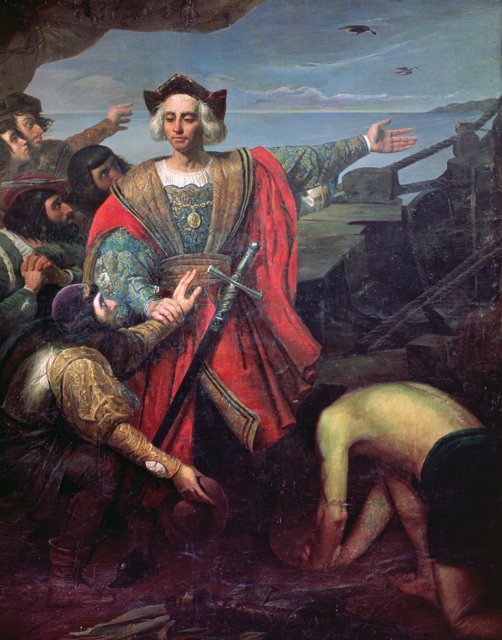 Ankomst av Cristobal Colon i Amerika av Spanish School